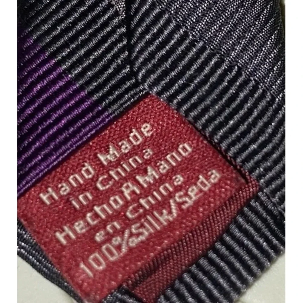 Penguin [ Slim Tie ] Men's 100% Silk‎ Necktie Purple/Pink&Gray 56